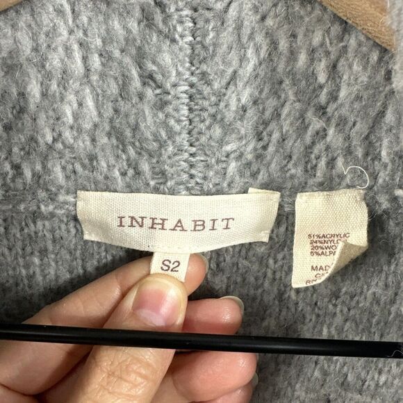 Inhabit Gray Wool Alpaca Blend Cocoon Coat Womens Size S2 Cozy Oversize - Picture 3 of 16